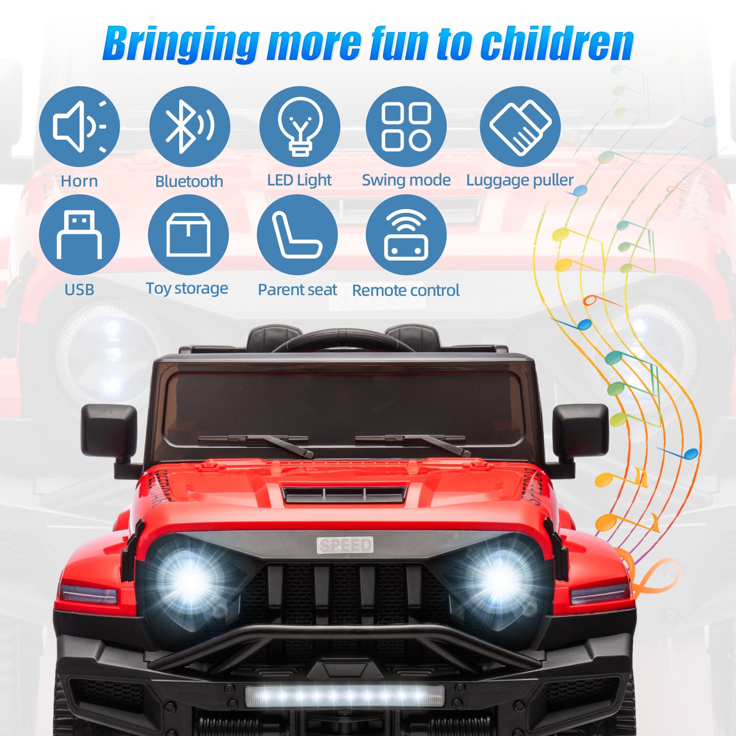 24V 2 Seats Ride on Car with Remote Control Ride on Toy for Boys and Girls 3-6 Years Old Electric Vehicle for Kids, Bluetooth, Swing Mode