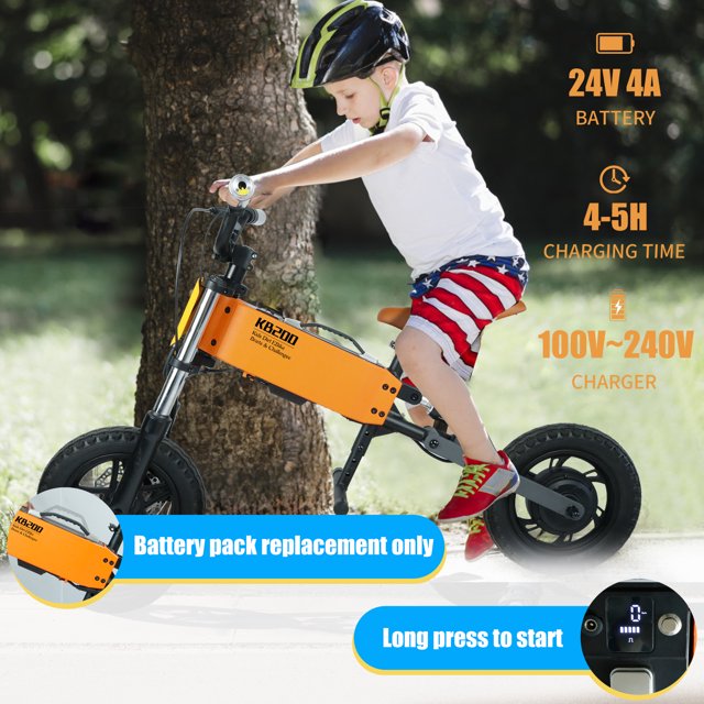 24V Electric Balance Bicycles for Kids 6-10, 200W Dirt Bicycles with Mobile App, Gps, Removable Battery 12" Tire, Ride on Toy Dirt Bike for Kids 6-10 Years Old Boys & Girls, Orange