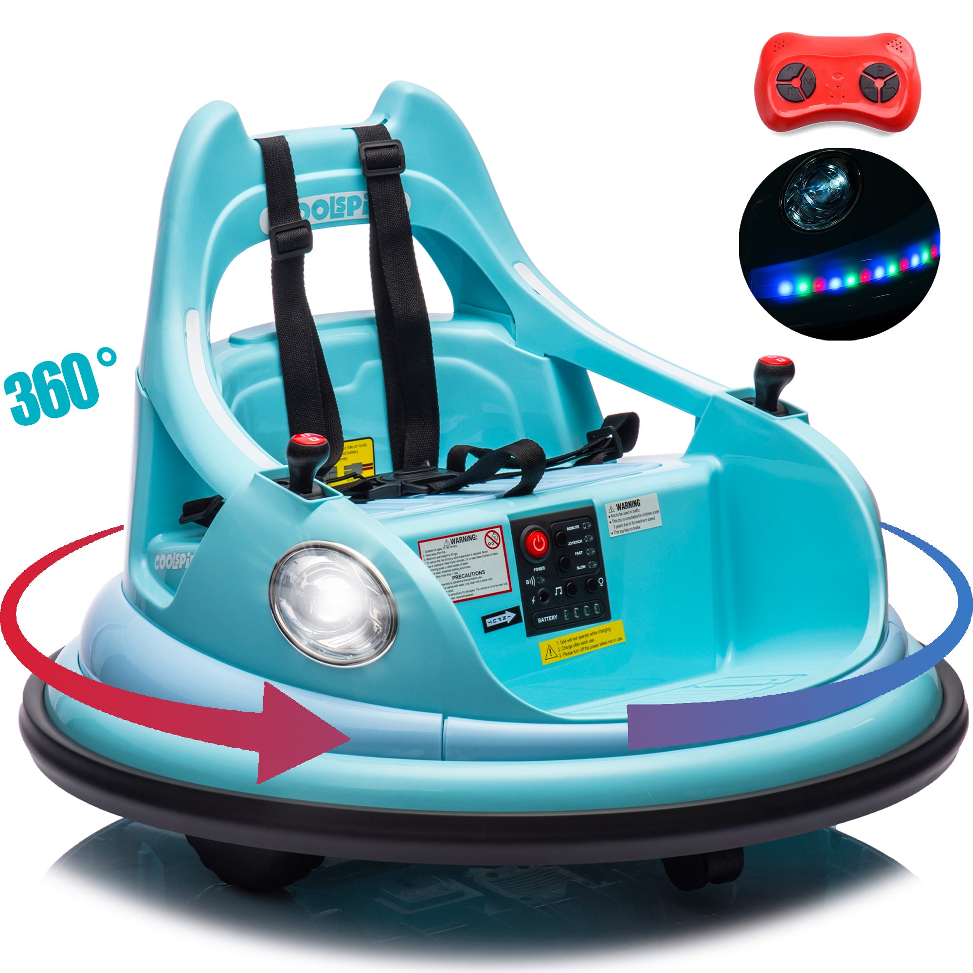 Kids Bumper Car Ride on, 12V Ride on Toy with Remote Control, Bumper Car for Kids Toddlers 1-5 Years Old