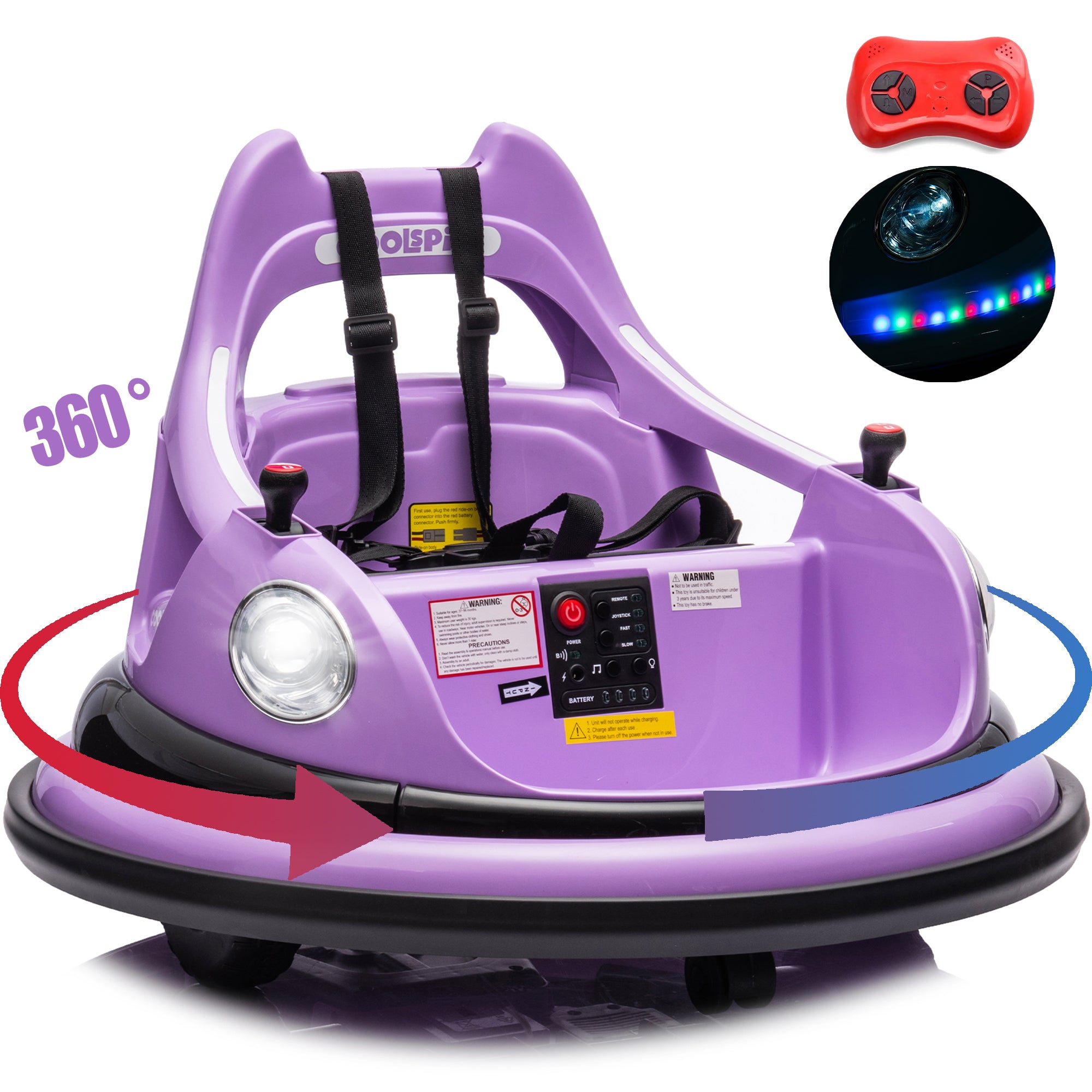 Kids Bumper Car Ride on, 12V Ride on Toy with Remote Control, Bumper Car for Kids Toddlers 1-5 Years Old