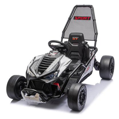 iYofe 24v Ride on Toys for Big Kids, 400w 7.5 Mph Electric Go Kart W/Front Eva Wheel, Music & Lights, Suspension, Bluetooth, 5 Point Harness, Kids Electric Car