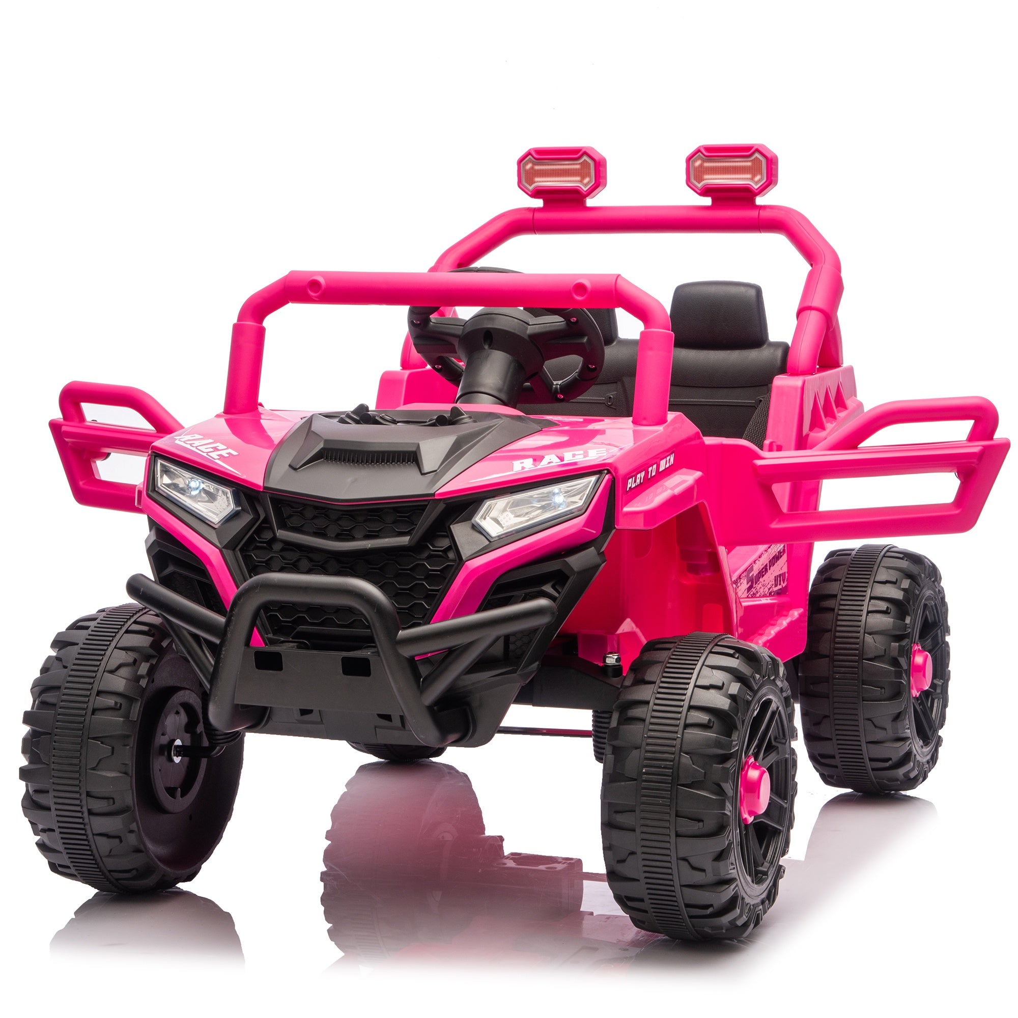 12V Powered Ride on Car UTV, Kids Ride on Toys for Toddlers Ages 3-5, Ride on Vehicles with Remote Control, Bluetooth, Music, 4 Wheels Suspension, Electric Cars for Kids Boys Girls, Pink