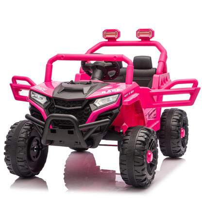 12V Powered Ride on Car UTV, Kids Ride on Toys for Toddlers Ages 3-5, Ride on Vehicles with Remote Control, Bluetooth, Music, 4 Wheels Suspension, Electric Cars for Kids Boys Girls, Pink