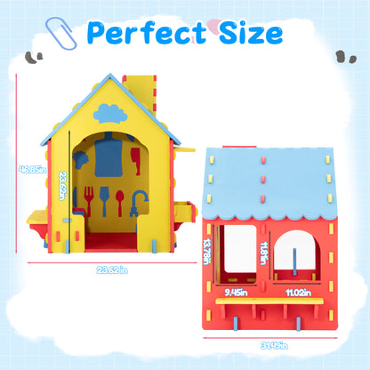 iYofe Playhouse for Kids Toddlers, Indoor & Outdoor PlayHouse, EVA Play Houses with Pretend Kitchen/Food/Cookware Set/Chair, Girls Boys Pretend Play Toy Gift, Screwless Easy Assembly