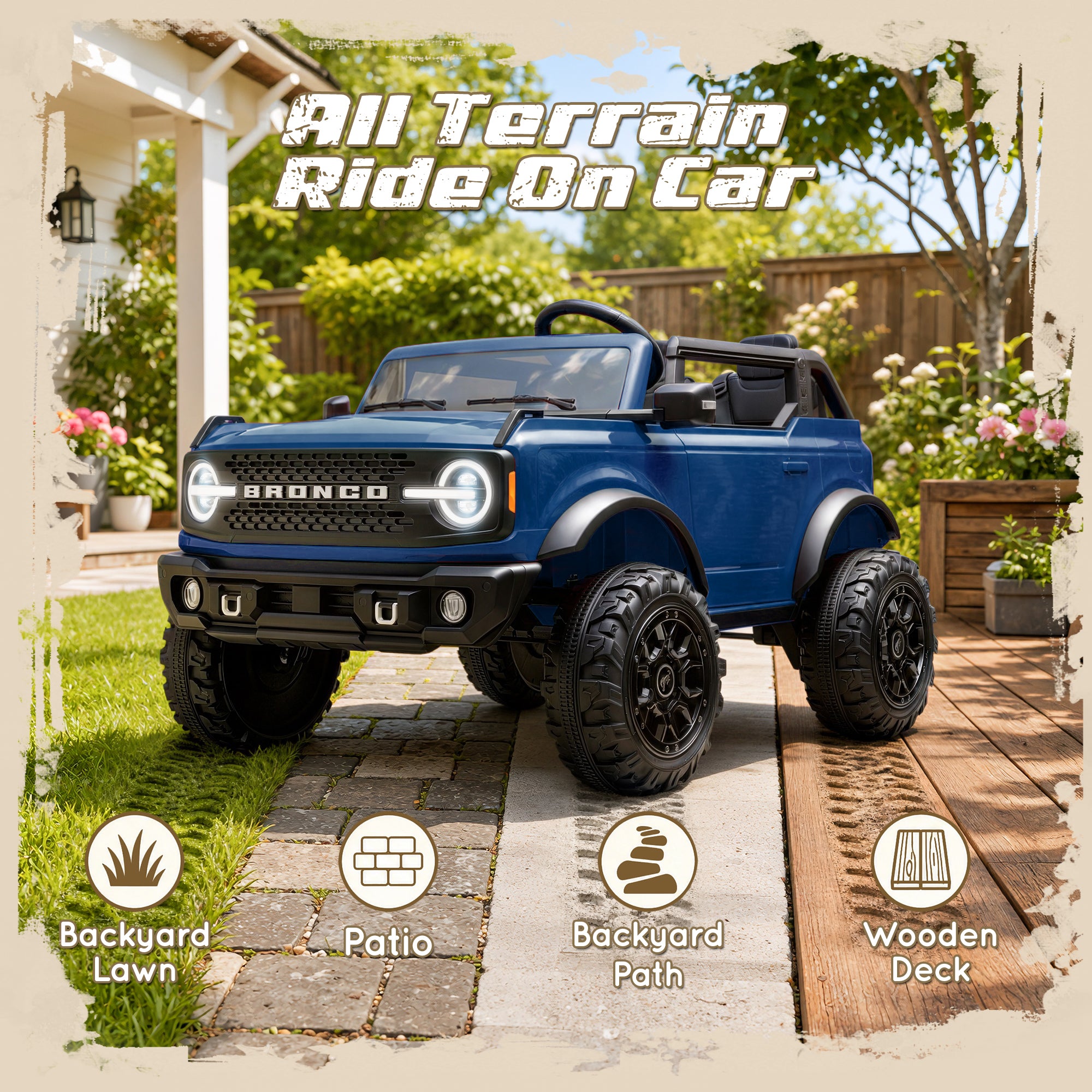 iYofe Ford Bronco Base 24V 2 Seater Ride On Car for Big Kids, Powered Ride On Toy with Parent Remote Control, Bluetooth Music, 4-Wheel Suspension, 3 Speeds, 24V Ride On for Kids Ages 3-8