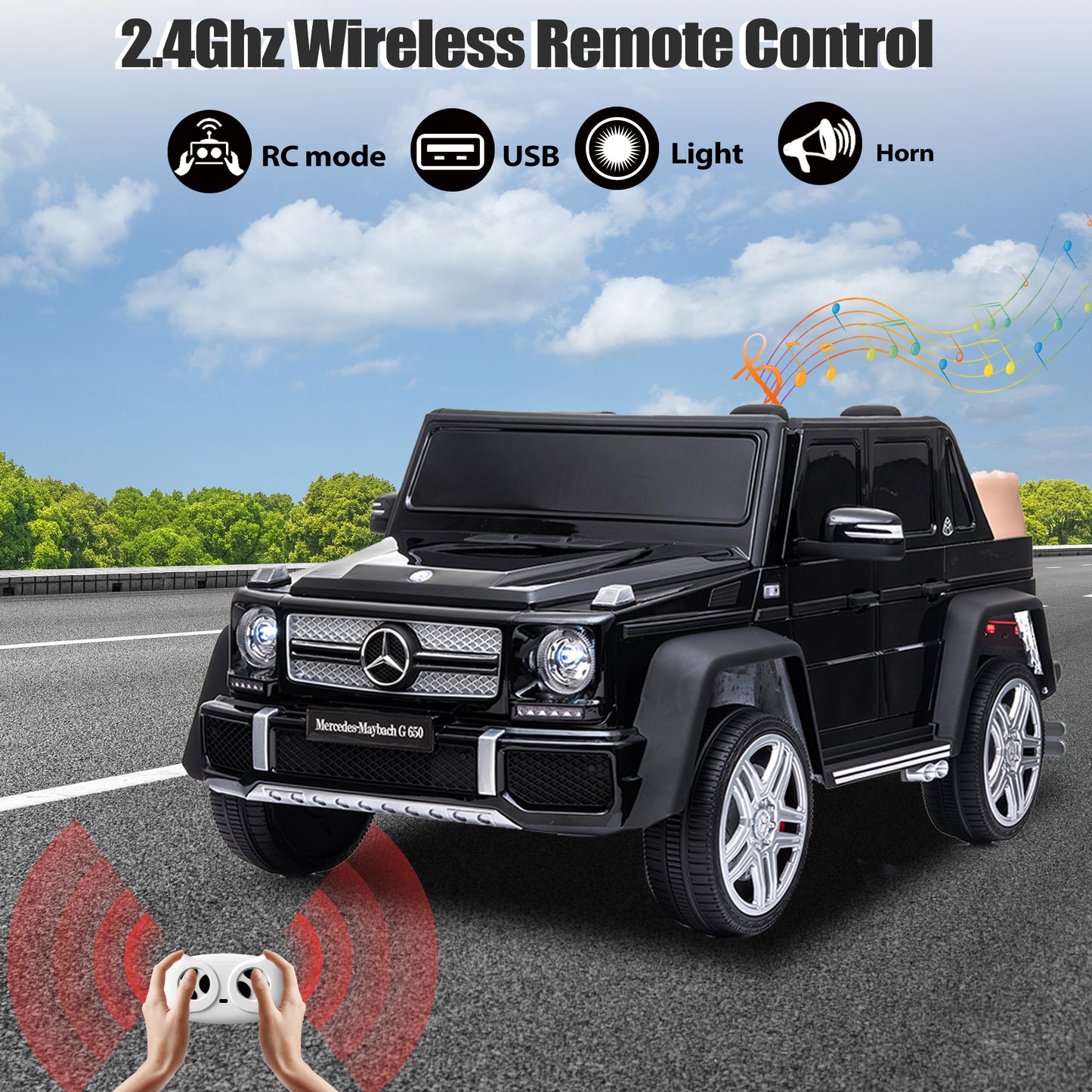 12V Ride on Car for Kids with 2.4G Remote Control Mercedes Maybach Electric Vehicle for 3-6 Years Old Girls and Boys Ride on Toy, Bluetooth, LED Light