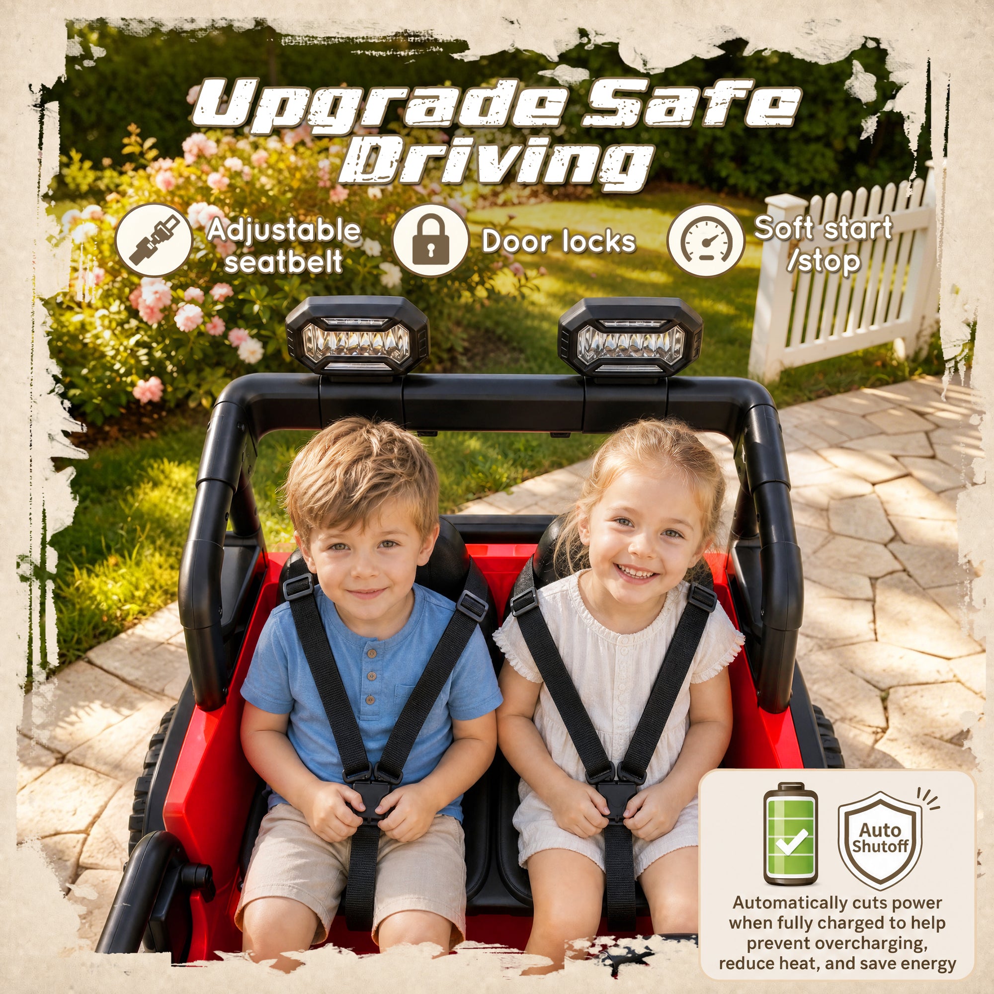 iYofe Jeep Wrangler Rubicon 24V 2 Seater Truck Powered Ride on with Remote Control&Bluetooth