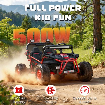 iYofe 36V Electric Ride on Car for Big Kids, Powered Ride on UTV Toys for Boys Girls Ages 6+, Kids Electric Vehicle with Bluetooth, Music, 4 Wheels Spring Suspension, without Remote Control, Red