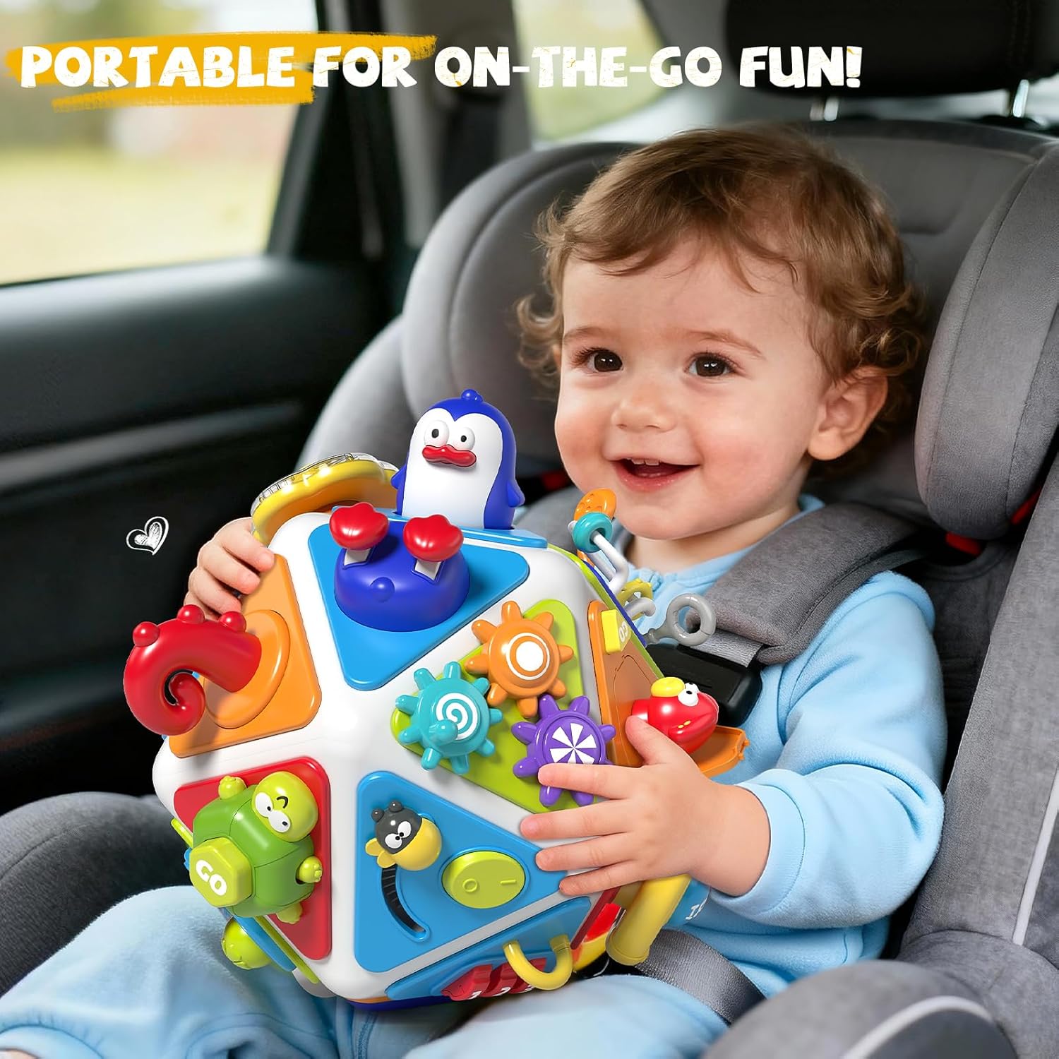 iYofe Montessori Toys for 1 Year Old, 20-In-1 Baby Activity Cube Toddler Learning Toys, Busy Sensory Board Travel Learning Toys for 1-3 Boys Girl Birthday Gifts