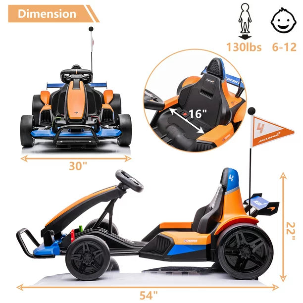 Sesslife 24 V Mclaren Go Kart Powered Ride-On with Bluetooth Function and LED Lights