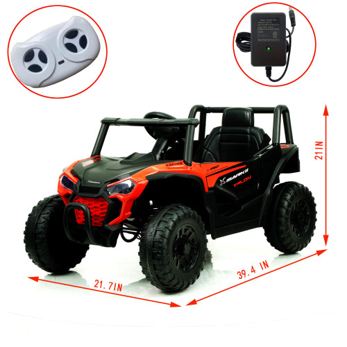 12V Ride On Car Toys with Remote Control, Kids Electric Car with Manipulation Platform, LED Lights, USB, Kids UTV Toy for Boys Girls 3-6 Years