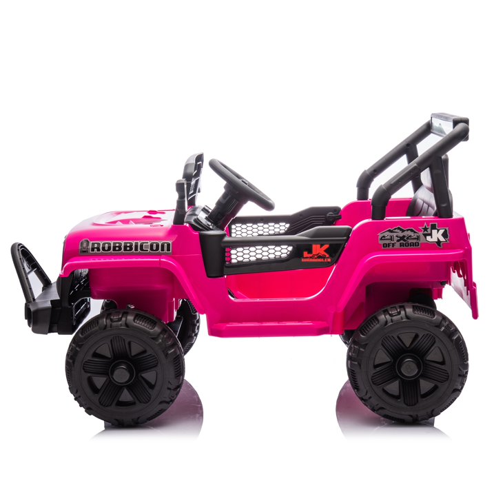 12V Kids Electric Car Truck Ride On Toy with Remote Control, 2WD, 4 Wheel Suspension Toy Cars, Bluetooth, MP3, USB, Mic Jack, LED Lights, 12V Power Ride On Car for Boys & Girls Ages 1-4, Pink