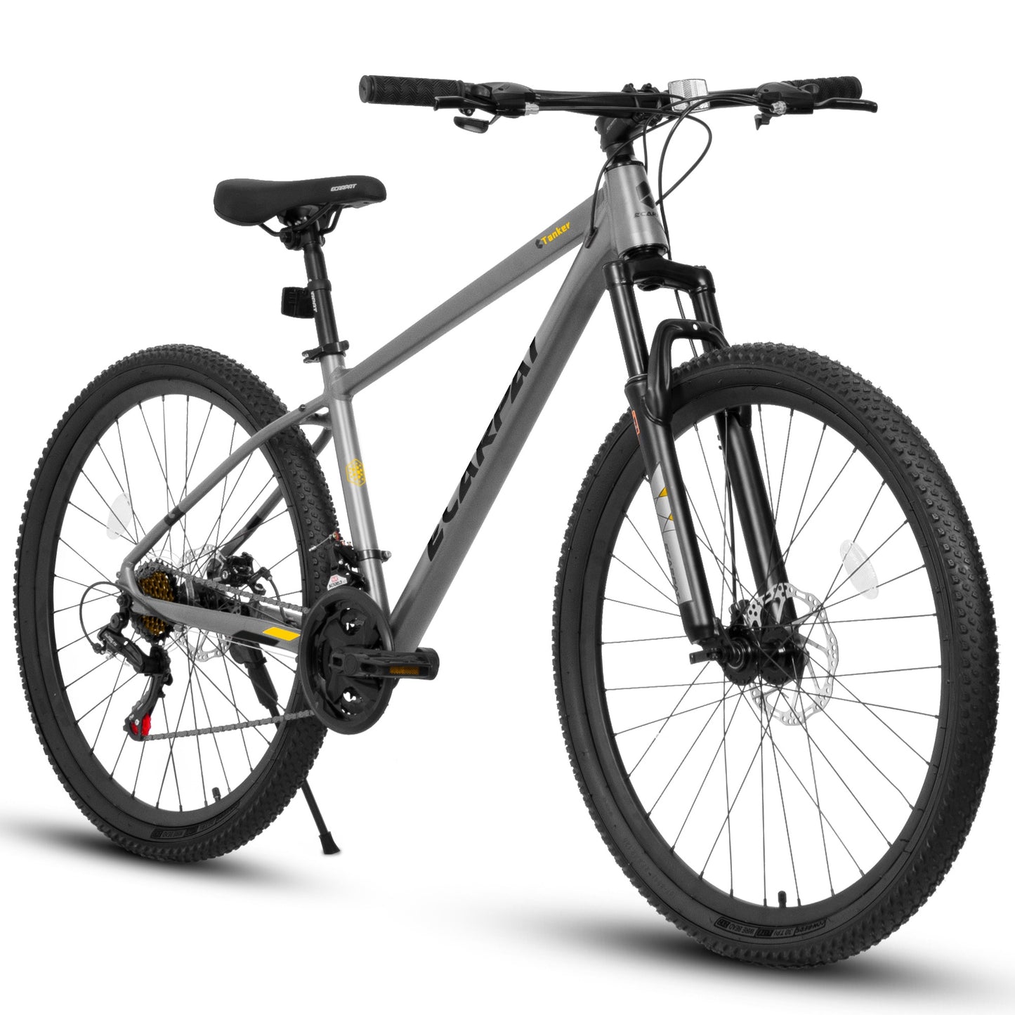 27.5 inch Bikes for Adults, 21 Speed Mountain Bike w/Disc Brakes, Commuter Bike, Trail Bike, City Bike for Men Women, Aluminium Frame, Suit for 5'4"-6'2", 85% assembled