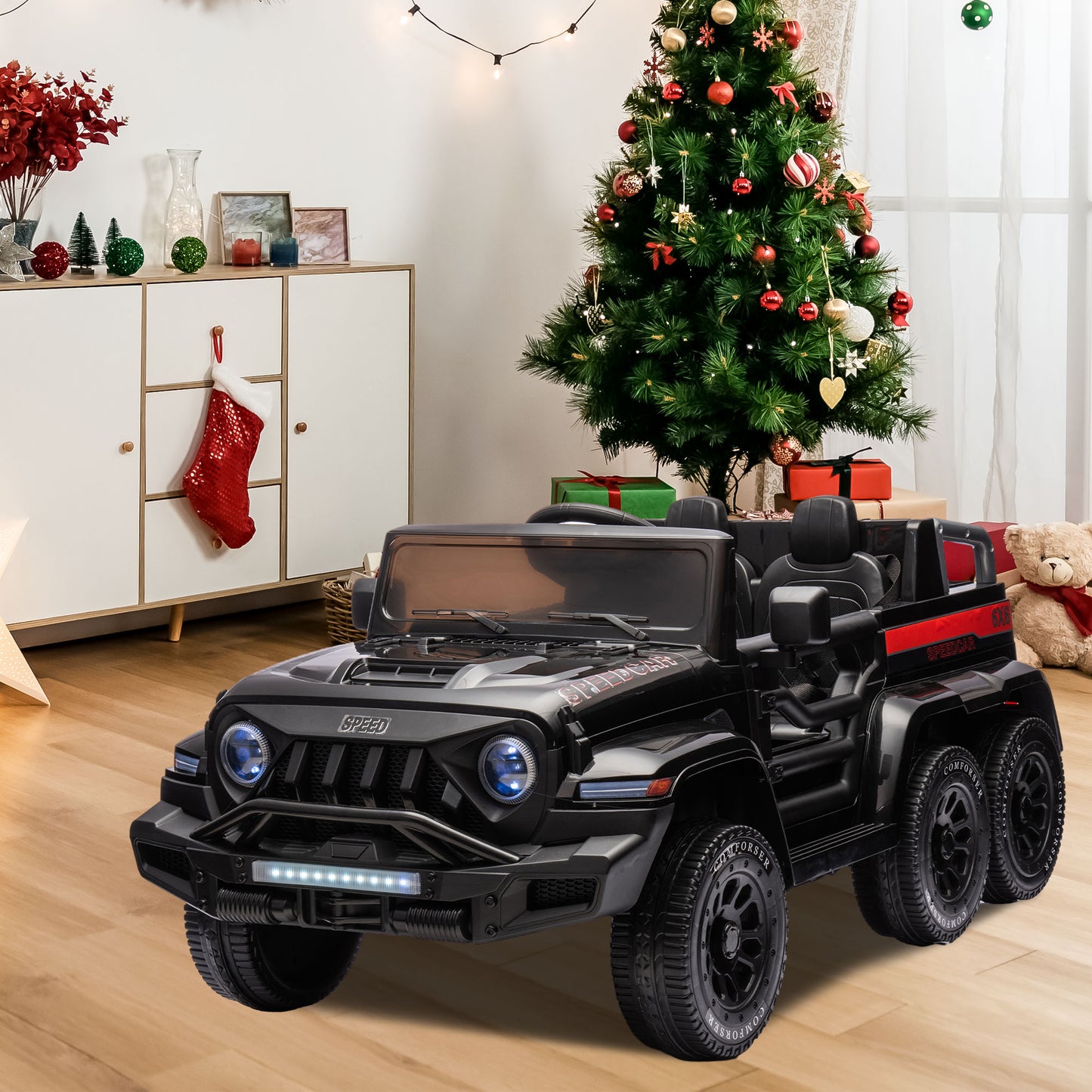 24V 2 Seats Ride on Car with Remote Control Ride on Toy for Boys and Girls 3-6 Years Old Electric Vehicle for Kids Ride on Truck, Bluetooth, Swing Mode