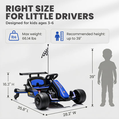 iYofe 12V Ride on Car for Kids, 360° Spin Drift Racing Go Kart with Powered PU Glowing Wheels, Water Spray Effect, Parent Remote Control, Electric Ride On Toys for Boys Girls Age 3-8