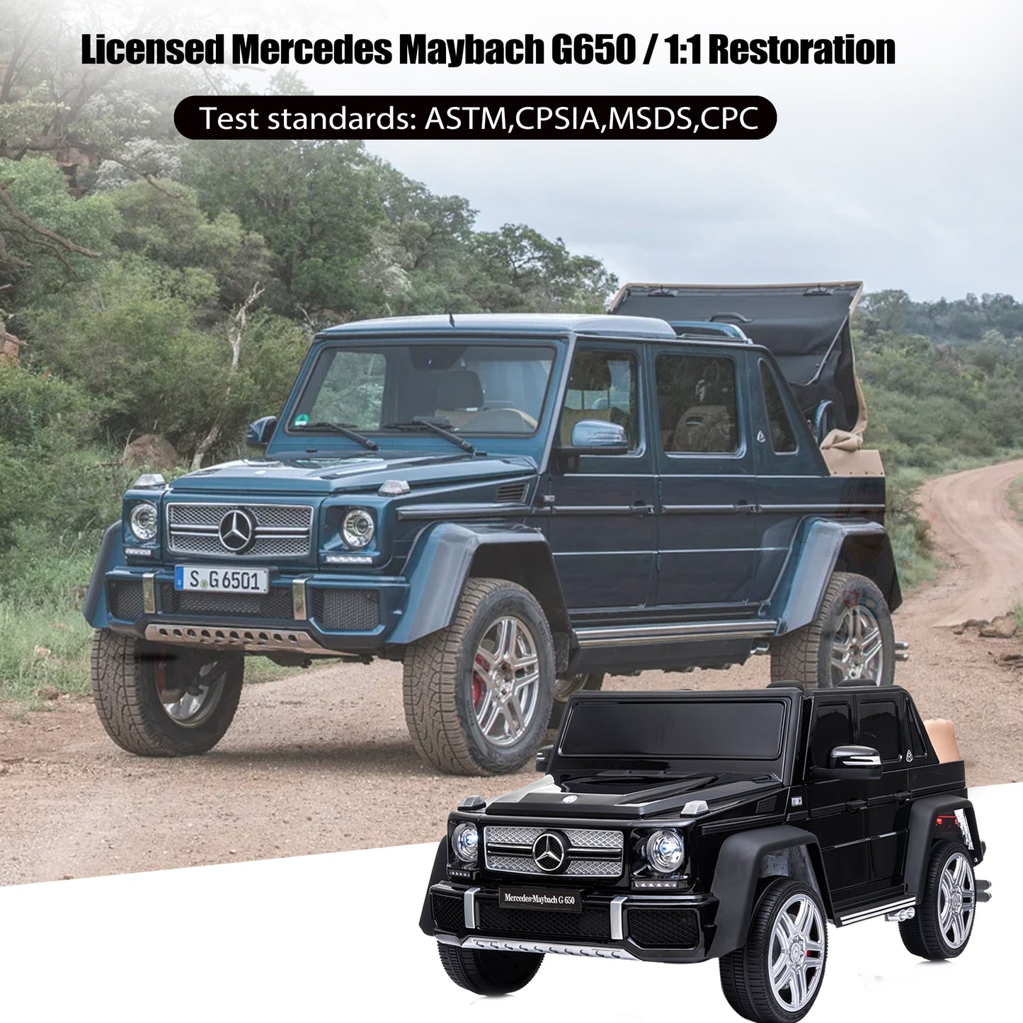 12V Ride on Car for Kids with 2.4G Remote Control Mercedes Maybach Electric Vehicle for 3-6 Years Old Girls and Boys Ride on Toy, Bluetooth, LED Light