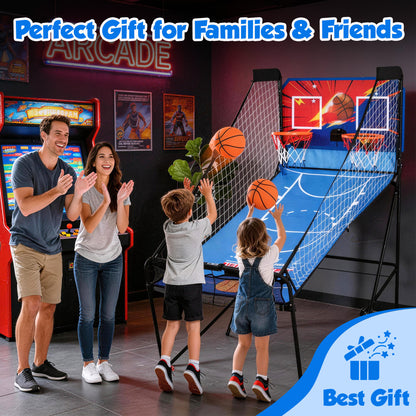 iYofe Basketball Arcade Game Indoor, Arcade Basketball Hoop 8 Game Modes, Electronic Basketball Shooting Machine, Foldable Frame, 6 Balls, Air Pump, Led Scoreboard, for Youth and Adults