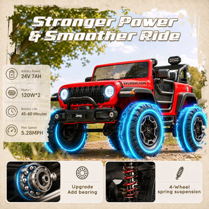 iYofe Jeep Wrangler Rubicon 24V 2 Seater Truck Powered Ride on with Remote Control&Bluetooth