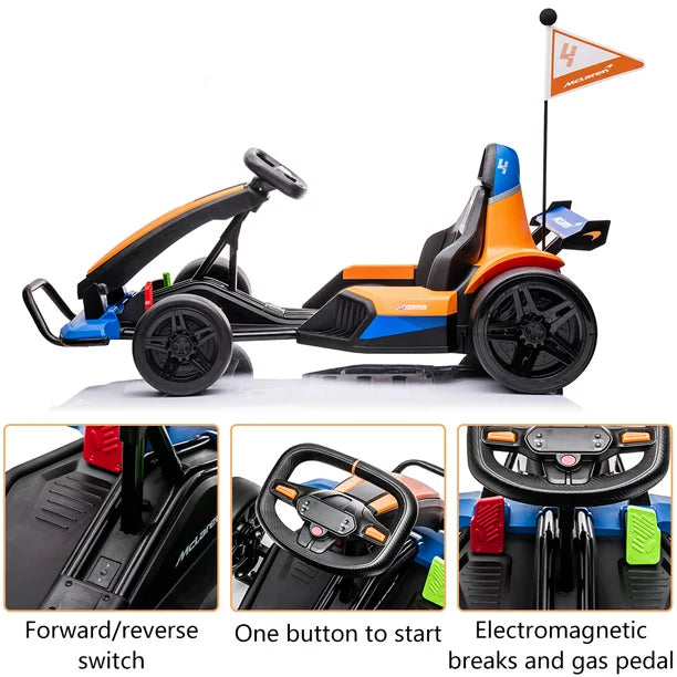 Sesslife 24 V Mclaren Go Kart Powered Ride-On with Bluetooth Function and LED Lights