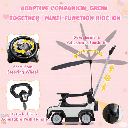 iYofe 3 In 1 Push Cars for Kids, Licensed Ford Bronco Ride On Toys w/Adjustable Handle, Canopy, Armrest Guardrail, Horn, Silent Wheels, Boys Girls Ride On Car for Toddlers Ages 18-36 Month
