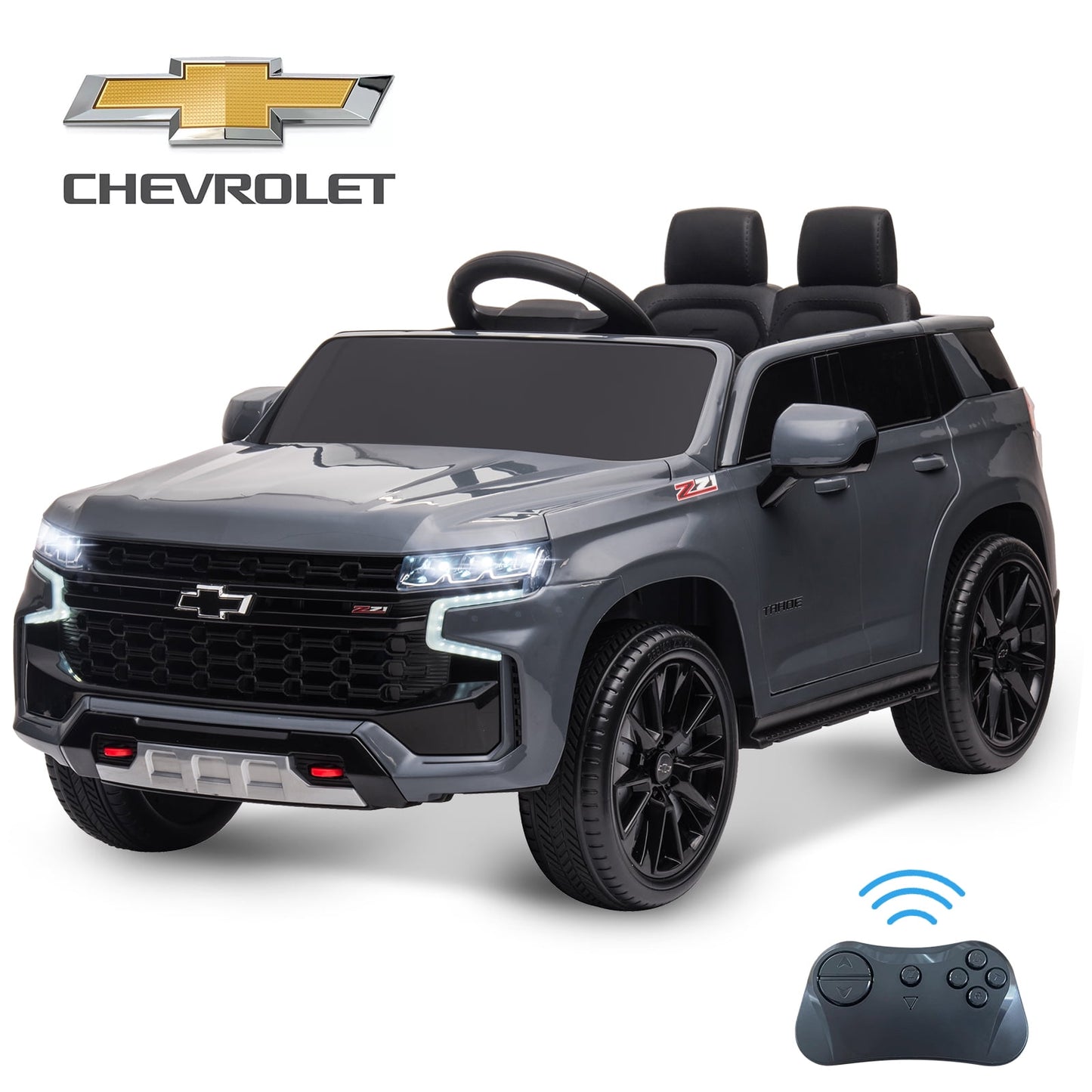 iRerts Chevrolet 12V Battery Powered Car Toy for Girls Boys, Kids Ride on Car with Remote Control, LED Light, MP3, Bluetooth, Seat Belt, Electric Truck for 3+ Kids Birthday Gift