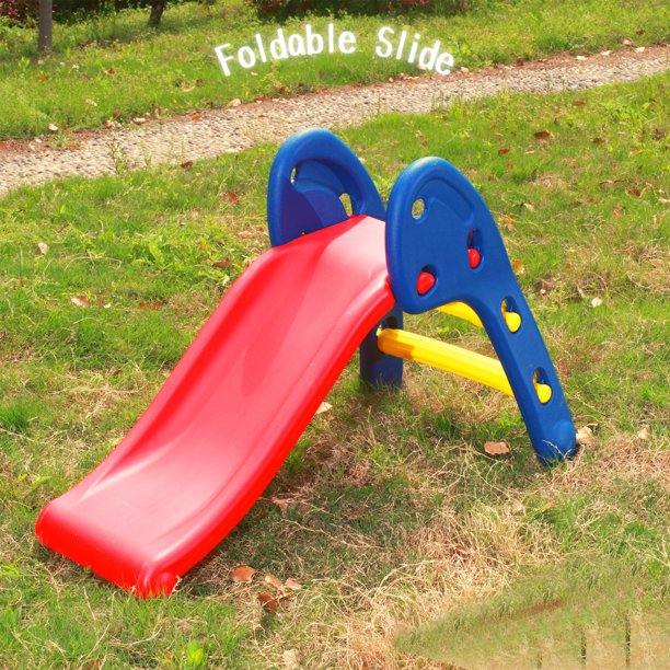 iYofe Foldable Slides for Kids, Kids Slide Playset for Indoor Outdoor Backyard, Slide Playset with Extra Long Smooth, Toddlers Side for Boys Girls Ages 1-3 Year Old, Blue