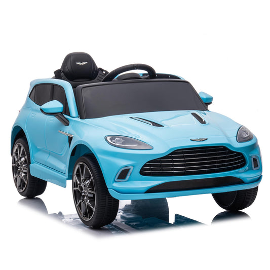 Aston Martin 12V Powered Ride On Cars with Remote Control, 4 Wheels Kids Electric Cars Vehicle with Bluetooth, LED Light, Music, USB/FM Radio, Kids Ride on Toys for Boys Girls Birthday Gifts, Blue