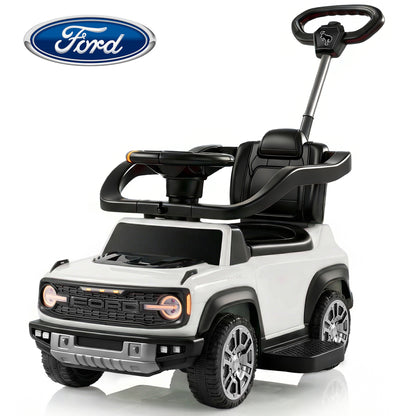iYofe Kids Ride on Push Car, Licensed Ford Bronco Raptor Toddlers Ride on Toys with Horn, Music, Handle, Under Seat Storage, Kids Push Car for Toddlers 18 Months +, White