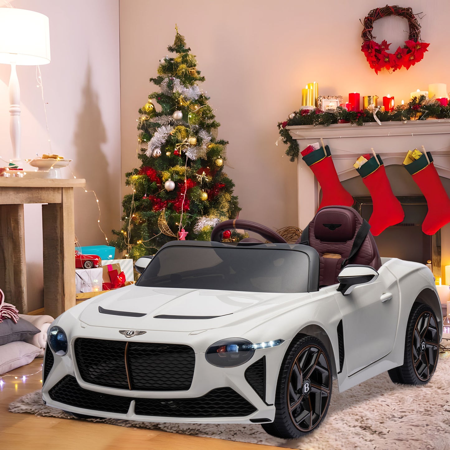 12V Ride On Car for 3-6 Yaers Old Boys and Girls Ride on Toy Licensed Bentley Electric Vehicles with 2.4 G Remote Control, Bluetooth