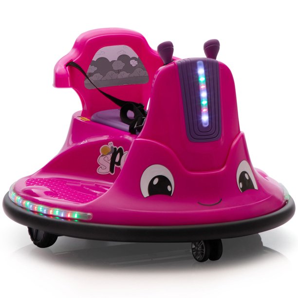 iYofe Electric Bumper Car for Kids Toddlers, 6V Battery Powered Ride on Car for Kids 2-5 Year Old Birthday Christmas Gift, Baby Bumping Ride on Toy Cars with Remote, Colorful Lights, Rose Red