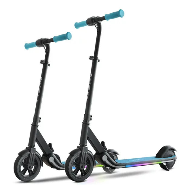 iYofe Kids Scooter for Boys Girls, Electric Scooter with 3-gear Adjustable Height, LED Digital Display and Lights, Two Wheels Fold Scooter Easy to Carry, Blue