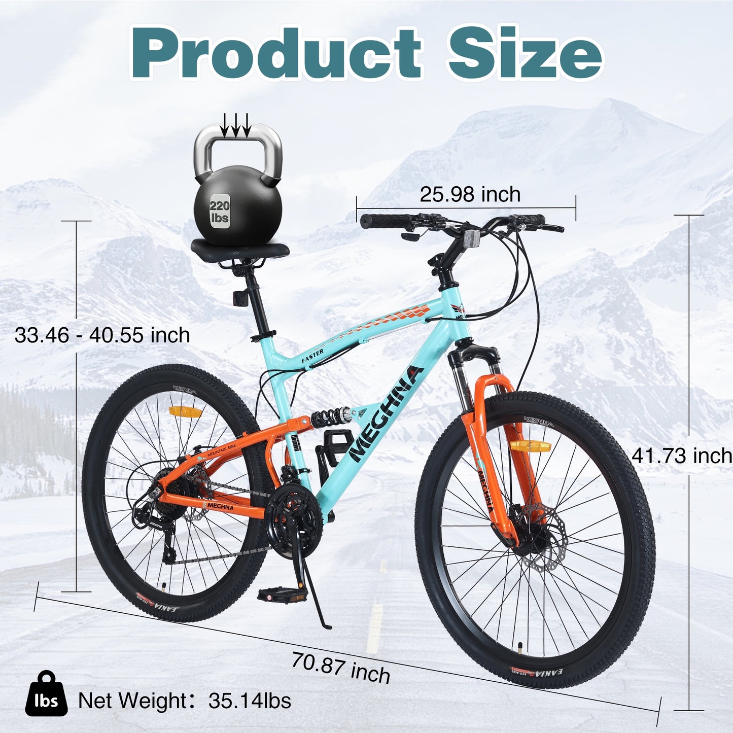 26 inch Mountain Bikes for Adults, 21 Speed Mountain Bicycle w/ Dual Suspension, Commute Bike w/ Disc Brakes, City Bike, Street Bicycles for Mens Womens, Aluminum Alloy Frame, 85% assembled