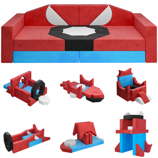 10PCS Modular Kids Play Couch for Playroom, Convertible Toddler Sofa with Foam Climbing Blocks, Non-Slip Design, Indoor Creative Play Set for Crawling, Fort Building & Safe Play