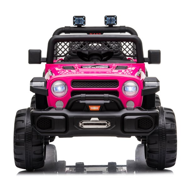 iYofe Ride on Car for Kids, Electric Car with Remote Control, 3 Speeds, LED Lights, Soft Start, 12V Battery Powered Ride on Truck Vehicle for Aage 2-5 Boy Girl, Rose Red