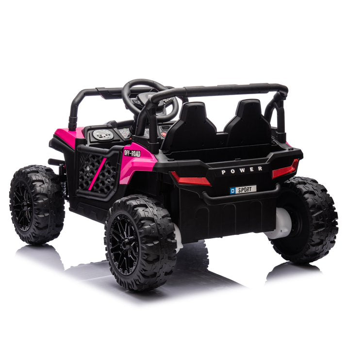 Ride on Toys Cars for Kids, 24V Battery Powered Ride on Truck UTV Car with Remote Control, Bluetooth, Music, LED, Safety Belts, 4 Wheel Suspension Electric Car for Kids Toddler 3-6, Pink
