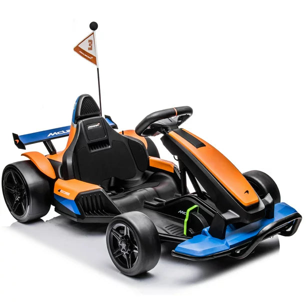 24V Go Kart for Kids, Licensed Mclaren Battery Powered Ride on Car with Safety Belt, Drift Ride on Toy for 6-12 Years Old Boy Girl, Bluetooth Function, LED Lights