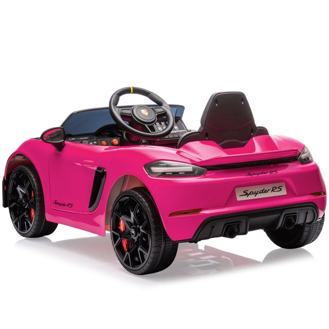 Porsche 718 Spyder Ride on Toys Car for Kids, 12V Battery Powered Ride on Cars with Remote Control, Bluetooth, Music, LED, Safety Belts, 4 Wheel Suspension Electric Car for Kids Toddler 3-6, Black