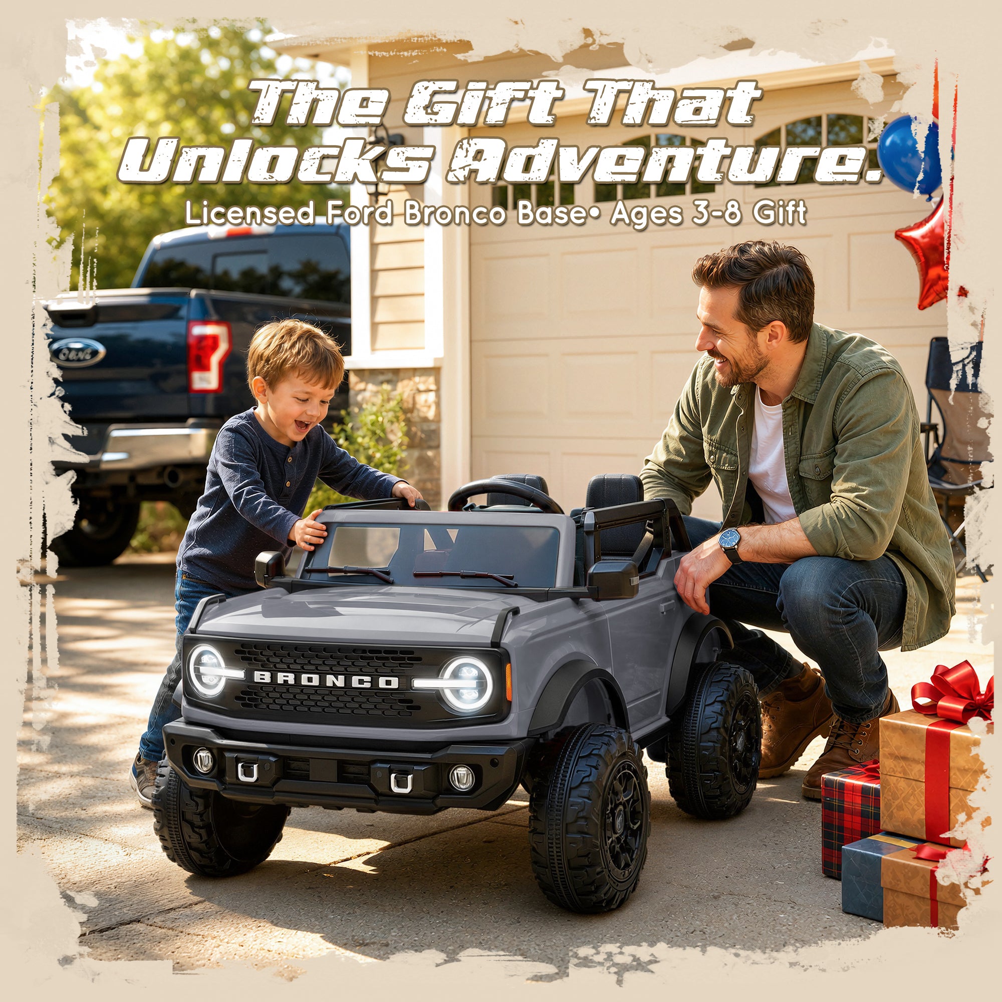 iYofe Ford Bronco Base 24V 2 Seater Ride On Car for Big Kids, Powered Ride On Toy with Parent Remote Control, Bluetooth Music, 4-Wheel Suspension, 3 Speeds, 24V Ride On for Kids Ages 3-8