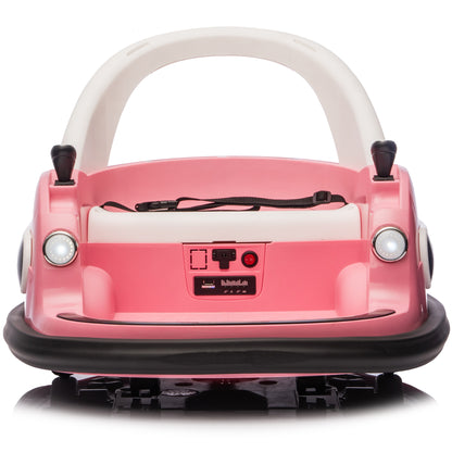 Kids Bumper Car, 12V Ride on Toy with Remote Control, Electric Bumper Car Ride on for Girls Boys Ages 2-5, 360 Degree Spin, Bluetooth, Colorful Light, Seat Belt