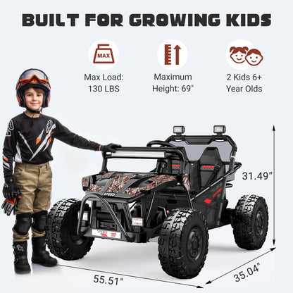 iYofe 36V Electric Ride on Car for Big Kids, Powered Ride on UTV for Boys Girls Ages 6+, Kids Electric Vehicle with Bluetooth, Music, 4 Wheels Spring Suspension, without Remote Control, Black