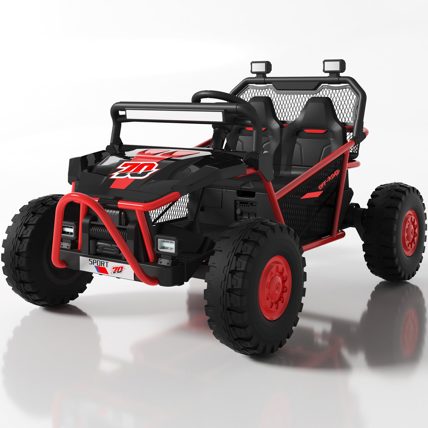iYofe 36V Ride on Car, Powered Ride on UTV Toys for Big Kids Boys Girls Ages 5+, Kids Electric Cars with Bluetooth, Music, 4 Wheels Spring Suspension, without Remote Control, Red