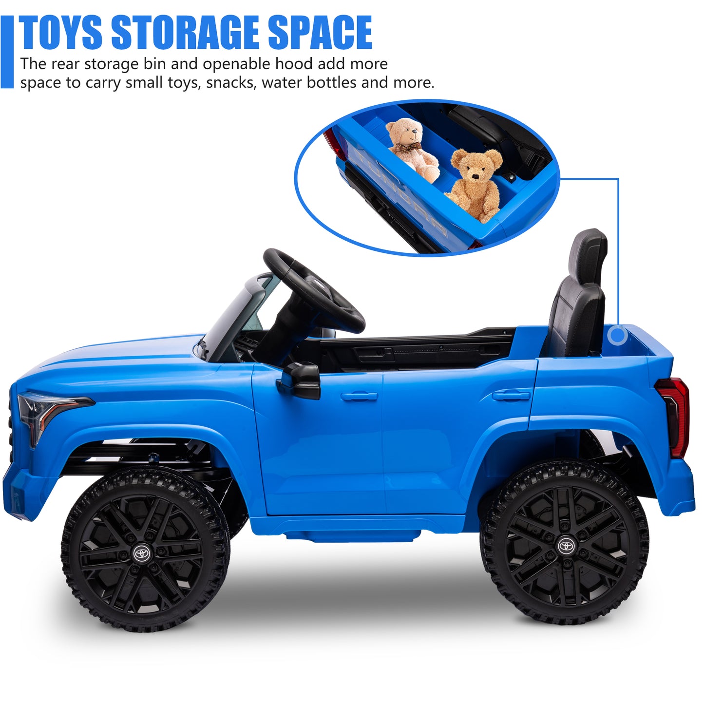 Toyota Tundra Pickup 12V 7A Ride On Cars for Kids, Ride On Toys with Remote Control, Battery Powered Kids Electric Vehicles with Bluetooth Music, USB, Electric Cars for Kids Boys Girls Gifts, Blue