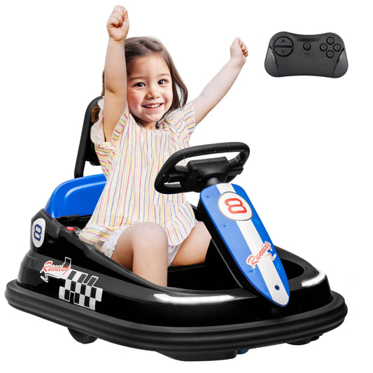 iYofe 6V Bumper Car Ride on with Remote Control, Bumper Cars for Kids Toddlers Boys Girls 2-6 Years Old Gifts, Battery Powered Ride on Toys with Bluetooth, Player, 360¡ãSpin, LED Light, 3 Speed, Black