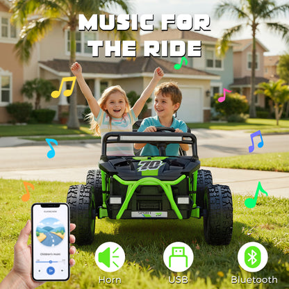 iYofe 36V Electric Ride on Car for Big Kids, Powered Ride on UTV Toys for Boys Girls Ages 6+, Kids Electric Vehicle with Bluetooth, Music, 4 Wheels Spring Suspension, without Remote Control, Green