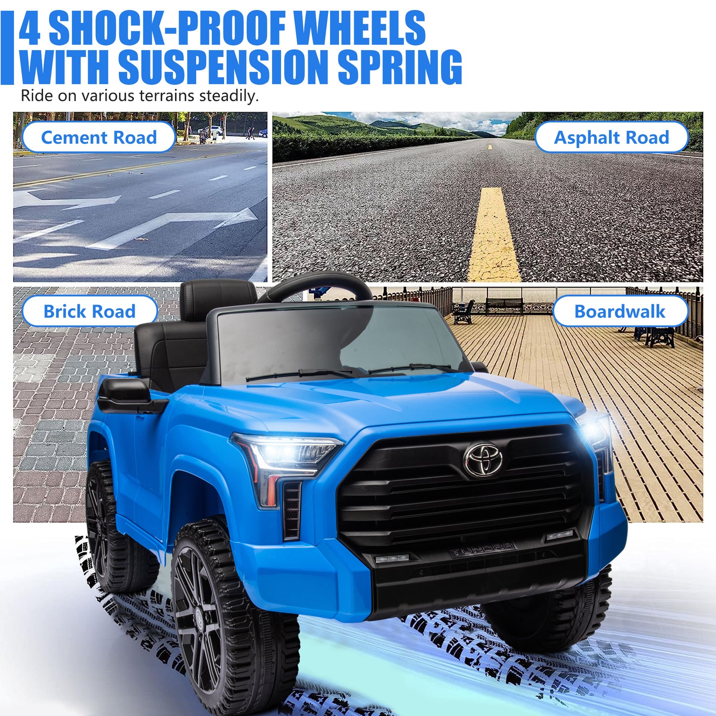 Toyota Tundra Pickup 12V 7A Ride On Cars for Kids, Ride On Toys with Remote Control, Battery Powered Kids Electric Vehicles with Bluetooth Music, USB, Electric Cars for Kids Boys Girls Gifts, Blue