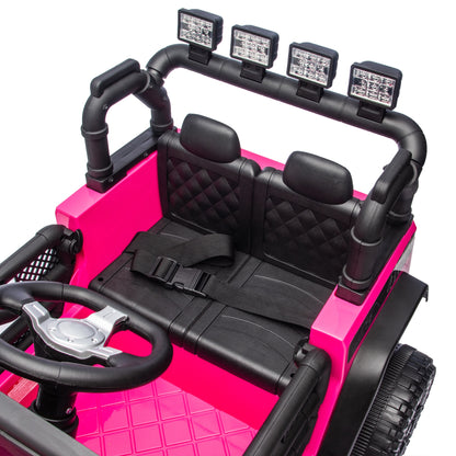 iYofe 24V Powered Ride on Cars for Toddlers, Ride on Truck for kids Boys Girls Gifts 2-5, Ride on Toys with Remote Control, Bluetooth, Music, LED Light, MP3 Player, 4 Wheel Suspension, Rose Pink