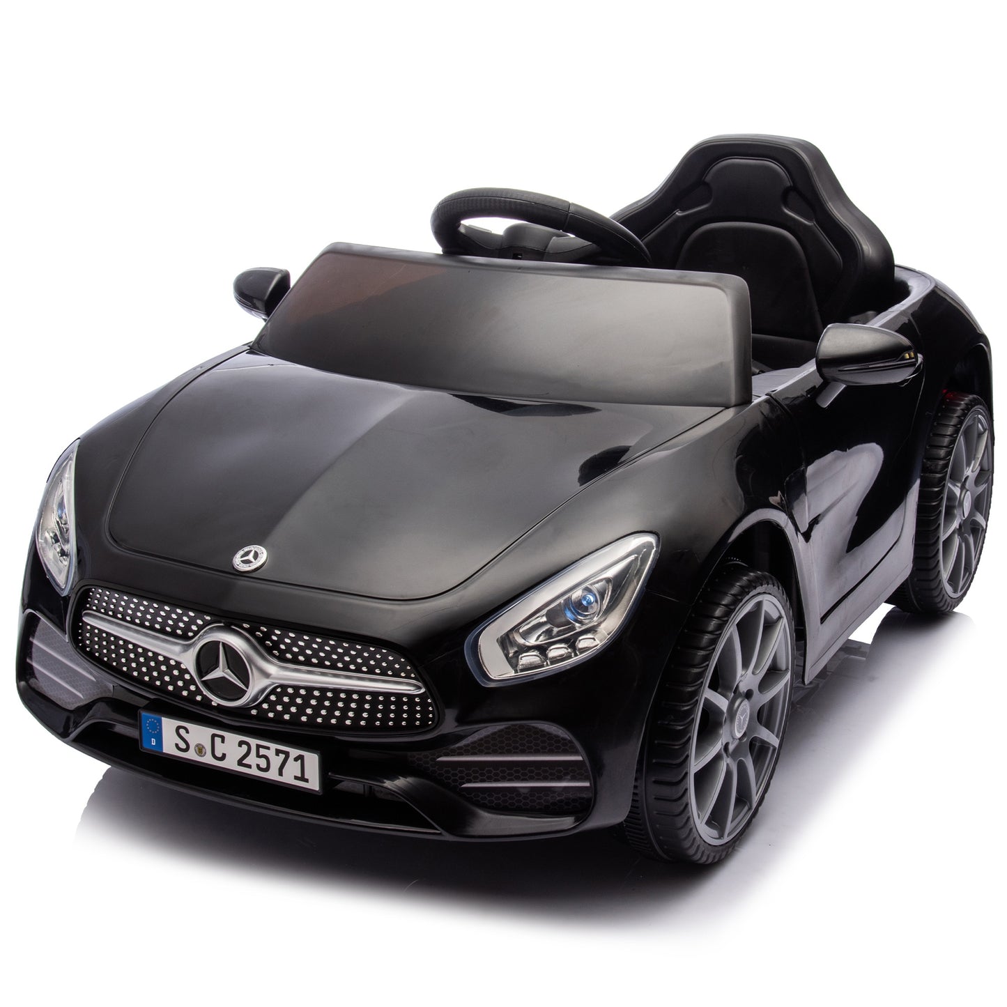 12V Powered Ride on Toy for Boys and Girls, Powered Ride on Car with Remote Control, Licensed Mercedes Kids Electric Vehicles for 3-4 Years Old, Bluetooth, LED light