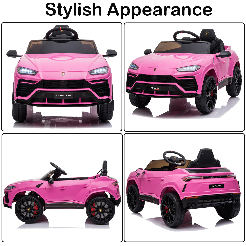 Electric Kids Ride on Toys, 12V Kids Lamborghini Ride On Car for Boys Girls, Battery Powered Kids Electric Cars with Remote Control, 3 Speeds, LED Lights, MP3, Christmas Gift, Pink, R847