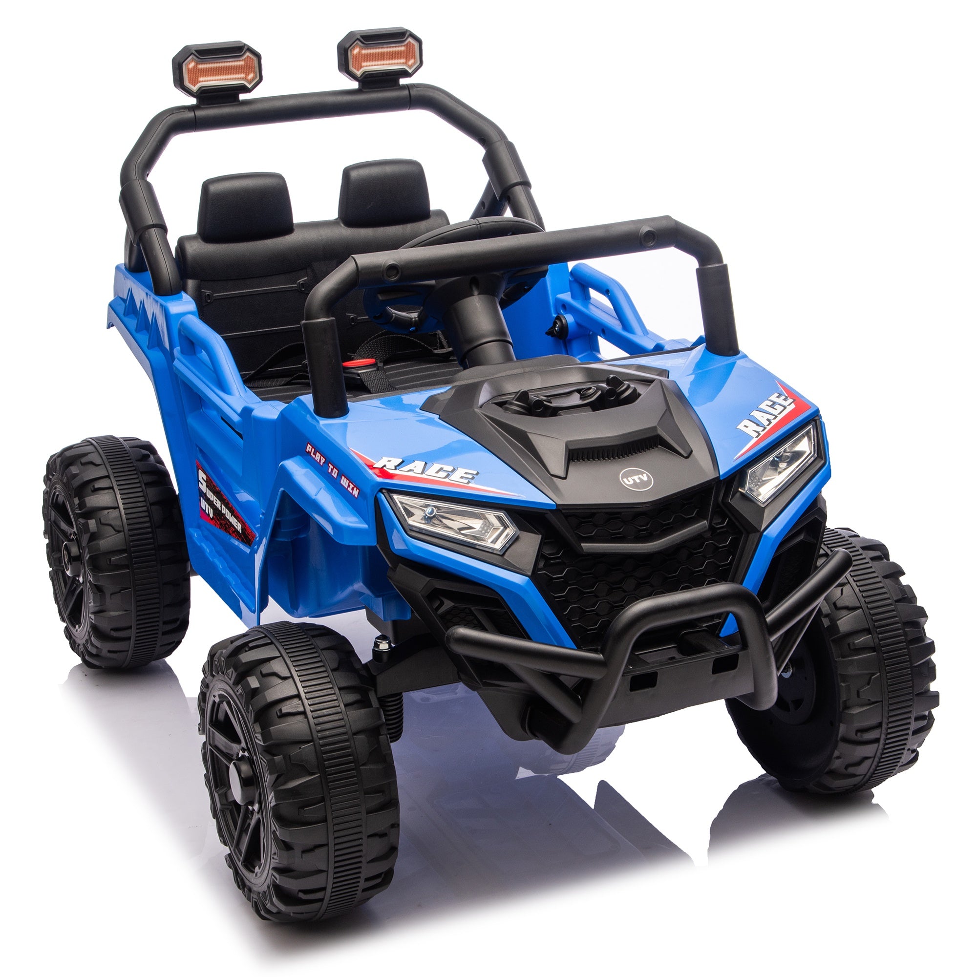 12V Powered Ride on Car UTV, Kids Ride on Toys for Toddlers Ages 3-5, Ride on Vehicles with Remote Control, Bluetooth, Music, 4 Wheels Suspension, Electric Cars for Kids Boys Girls, Blue
