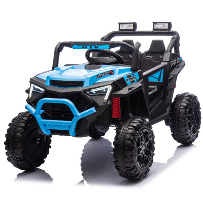 24V Powered Ride on Car UTV, Kids Ride on Toys for Toddlers Ages 3+, 400W 2 WD Ride on Vehicles with Remote Control, Bluetooth, Music, 4 Wheels Suspension, Electric Cars for Kids Boys Girls, Blue